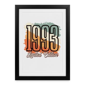 1993 Année de naissance Anniversaire Année de construction Vintage Rétro - Affiche encadrée (27 × 37 cm) - noir - Devant