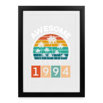 1994 Né Anniversaire Année de naissance millésime - Affiche encadrée (27 × 37 cm) - noir - Devant