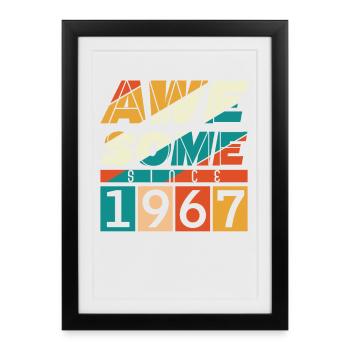 1967 Anniversaire Anniversaire Année de naissance millésime - Affiche encadrée (27 × 37 cm) - noir - Devant