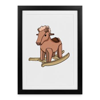 Cheval - Affiche encadrée (27 × 37 cm) - noir - Devant