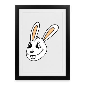 Tête de lapin Tête d’animal - Affiche encadrée (27 × 37 cm) - noir - Devant