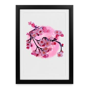 Art japonais des fleurs de cerisier - Affiche encadrée (27 × 37 cm) - noir - Devant