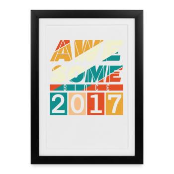 2017 Anniversaire Né Année de naissance Millésime - Affiche encadrée (27 × 37 cm) - noir - Devant