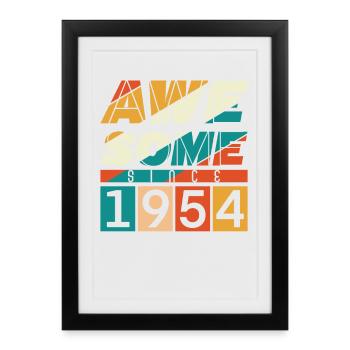 1954 Naissance Anniversaire Année de naissance millésime - Affiche encadrée (27 × 37 cm) - noir - Devant