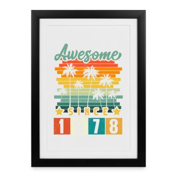 1978 Anniversaire Né Année de naissance millésime - Affiche encadrée (27 × 37 cm) - noir - Devant