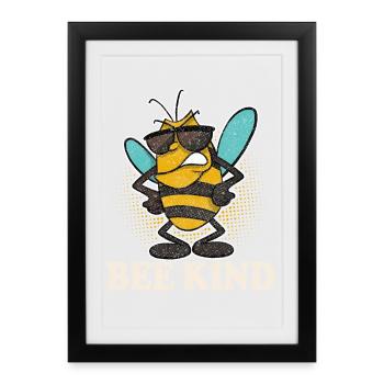 Bee Kind Imker Bienen - Gerahmtes Poster (27 × 37 cm) - Schwarz - Vorne