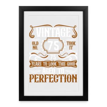 75e anniversaire Vintage Rétro - Affiche encadrée (27 × 37 cm) - noir - Devant