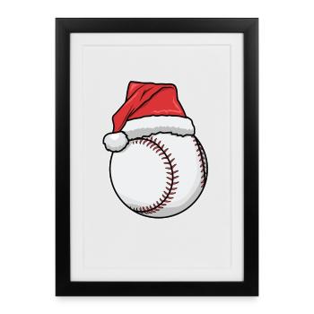 Baseball players Christmas - Framed poster (27 × 37 cm) - black - Front
