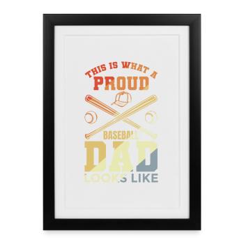 Drôle de papa de baseball - Affiche encadrée (27 × 37 cm) - noir - Devant