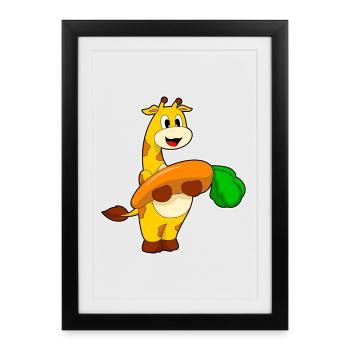 Girafe Carotte - Affiche encadrée (27 × 37 cm) - noir - Devant
