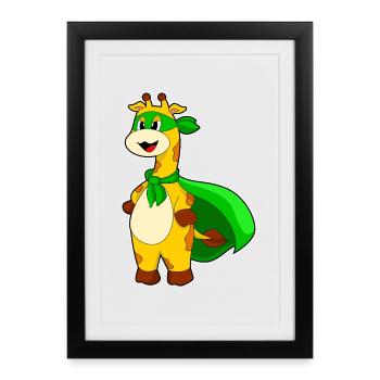 Giraffe Superhero Cloak - Framed poster (27 × 37 cm) - black - Front