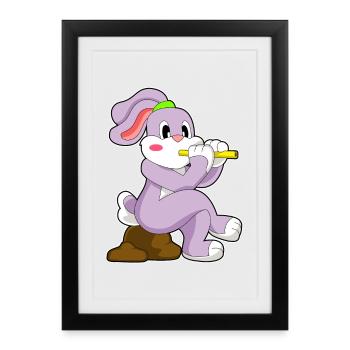 Bunny Musician Flute Music - Framed poster (27 × 37 cm) - black - Front