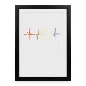 Basketball heartbeat - Framed poster (27 × 37 cm) - black - Front