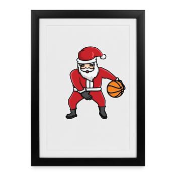Chapeau de Noël de basketball - Affiche encadrée (27 × 37 cm) - noir - Devant