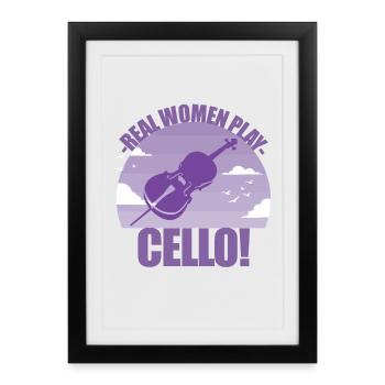 Violoncelle Instrument Musicien Celloniste Cadeau - Affiche encadrée (27 × 37 cm) - noir - Devant