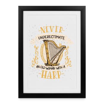 Harp Musician Plucked Instrument Music Gift - Framed poster (27 × 37 cm) - black - Front
