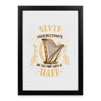 Harp Musician Plucked Instrument Music Gift - Framed poster (27 × 37 cm) - black - Front