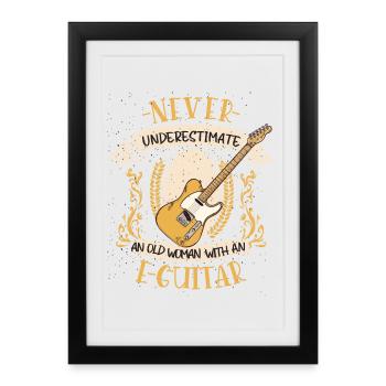 Guitare électrique Musicien Instrument de Musique Cadeau - Affiche encadrée (27 × 37 cm) - noir - Devant
