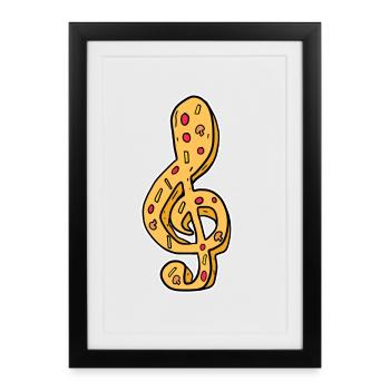 Music Music Note Pizza - Framed poster (27 × 37 cm) - black - Front