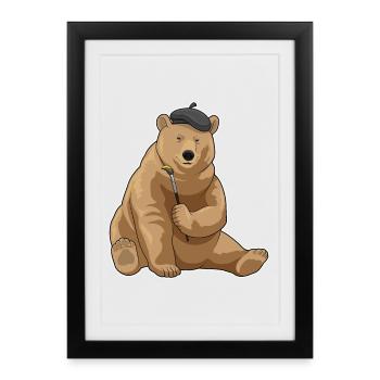 Bear Painter Brush Painting - Framed poster (27 × 37 cm) - black - Front