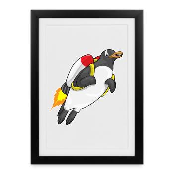 Jetpack Pingouin - Affiche encadrée (27 × 37 cm) - noir - Devant