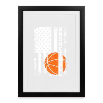 Joueur de basket-ball patriotique - Affiche encadrée (27 × 37 cm) - noir - Devant