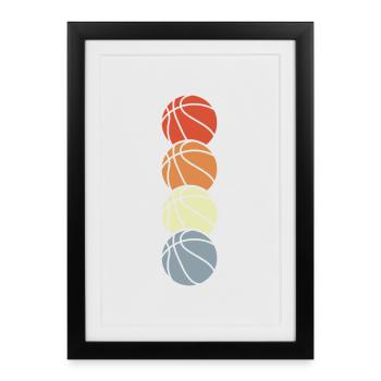 Balles de basket-ball vintage - Affiche encadrée (27 × 37 cm) - noir - Devant