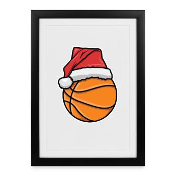Joueur de basket-ball Noël - Affiche encadrée (27 × 37 cm) - noir - Devant