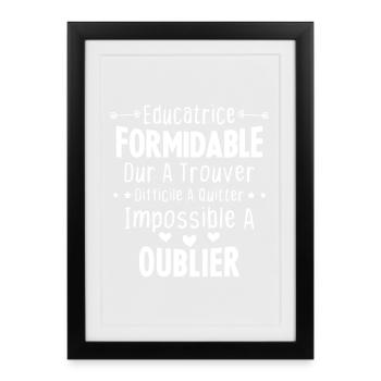 Éducatrice formidable cadeau Éducatrice d'école - Affiche encadrée (27 × 37 cm) - noir - Devant