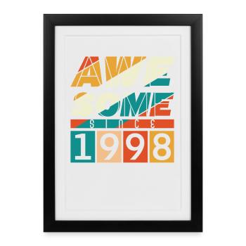 1998 Anniversaire Né Année de naissance millésime - Affiche encadrée (27 × 37 cm) - noir - Devant