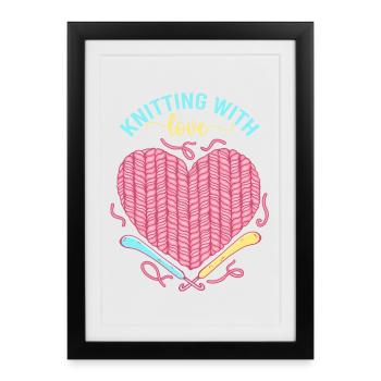 Cœur d’amour en tricot – Stricken mit Liebe - Affiche encadrée (27 × 37 cm) - noir - Devant