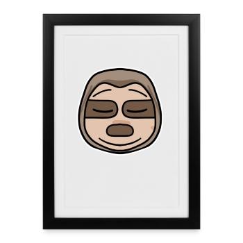 Tête de paresseux - Affiche encadrée (27 × 37 cm) - noir - Devant