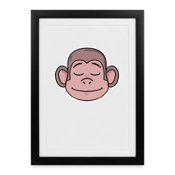 Monkey Head Animal - Framed poster (27 × 37 cm) - black - Front