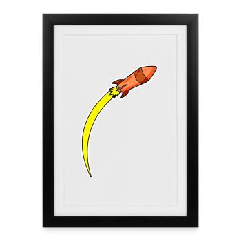 Fusée Orange - Affiche encadrée (27 × 37 cm) - noir - Devant