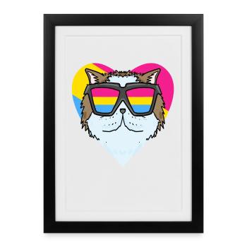 Pansexuel Chat Persan Cat Coeur Cadeau - Affiche encadrée (27 × 37 cm) - noir - Devant