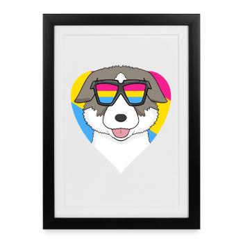 Pansexual Dog Thai Bangkaew Dog Heart Gift - Affiche encadrée (27 × 37 cm) - noir - Devant