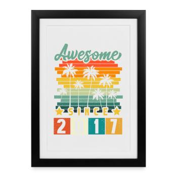 2017 Anniversaire Né Année de naissance Millésime - Affiche encadrée (27 × 37 cm) - noir - Devant