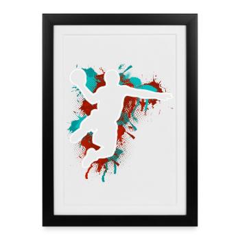 Joueurs de basket-ball - Affiche encadrée (27 × 37 cm) - noir - Devant