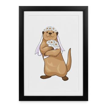 Mariage de fleurs de la mariée à la loutre - Affiche encadrée (27 × 37 cm) - noir - Devant