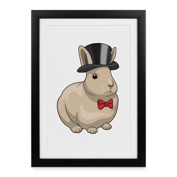 Lapin Groom Top Cylinder Mariage - Affiche encadrée (27 × 37 cm) - noir - Devant