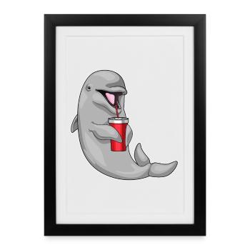 Tasse de dauphin à emporter - Affiche encadrée (27 × 37 cm) - noir - Devant