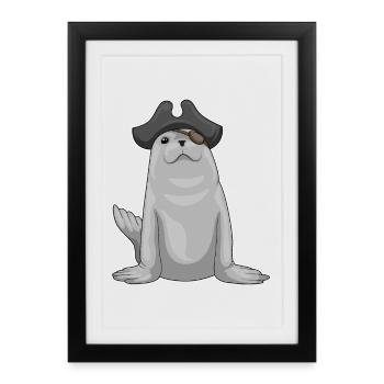 Seal Pirate Eye Patch - Framed poster (27 × 37 cm) - black - Front
