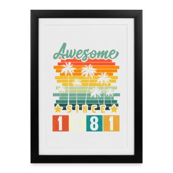 1981 Anniversaire Naissance Année de naissance millésime - Affiche encadrée (27 × 37 cm) - noir - Devant