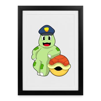 turtle policeman police cap police - Framed poster (27 × 37 cm) - black - Front