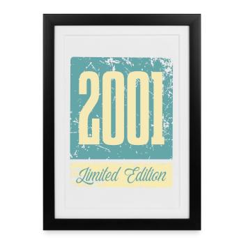 2001 Anniversaire de naissance Année de naissance - Affiche encadrée (27 × 37 cm) - noir - Devant