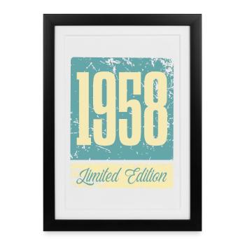 1958 Anniversaire de naissance Année de naissance - Affiche encadrée (27 × 37 cm) - noir - Devant
