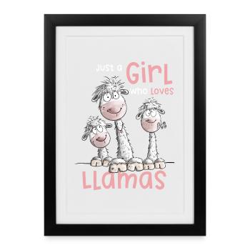 Just A Girl Who Loves Llamas Spruch - Framed poster (27 × 37 cm) - black - Front