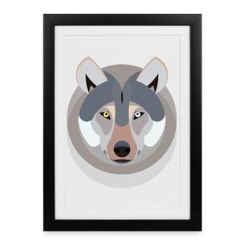 Wolf as a graphic - Framed poster (27 × 37 cm) - black - Front