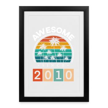 2010 Né Anniversaire Année de naissance Millésime - Affiche encadrée (27 × 37 cm) - noir - Devant
