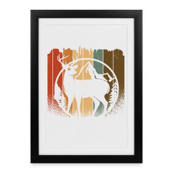 Cerf - Affiche encadrée (27 × 37 cm) - noir - Devant